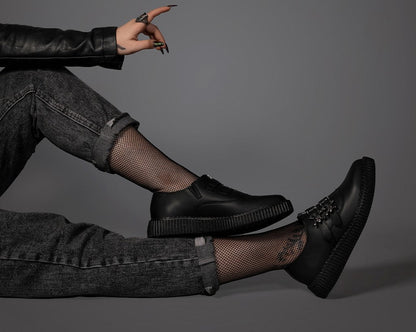 A3210 Black TUKskin Zipper Skull Pointed Creeper Black T.U.K. Shoes
