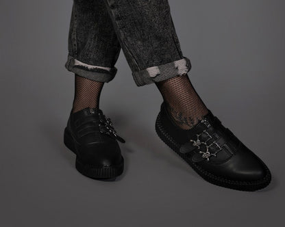 A3210 Black TUKskin Zipper Skull Pointed Creeper Black T.U.K. Shoes