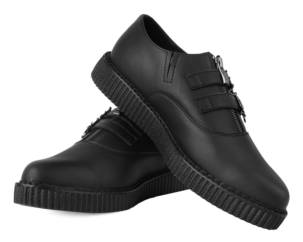 A3210 Black TUKskin Zipper Skull Pointed Creeper Black T.U.K. Shoes