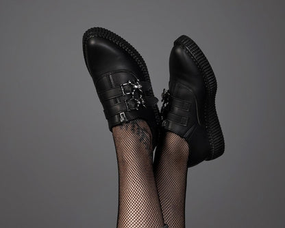 A3210 Black TUKskin Zipper Skull Pointed Creeper Black T.U.K. Shoes