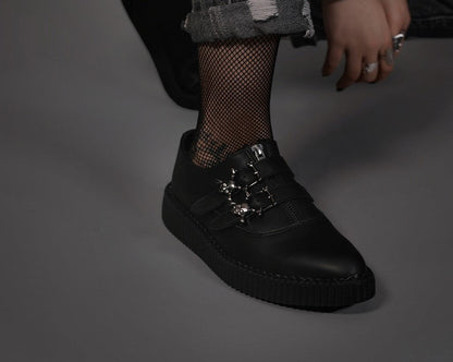 A3210 Black TUKskin Zipper Skull Pointed Creeper Black T.U.K. Shoes