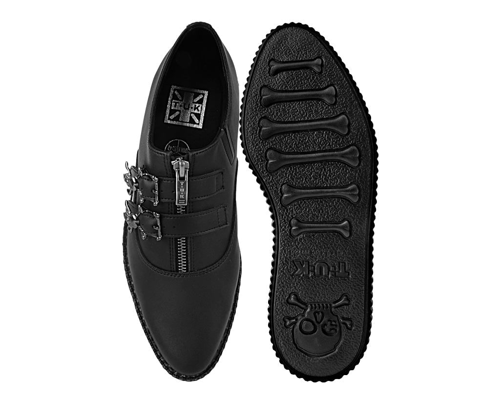 A3210 Black TUKskin Zipper Skull Pointed Creeper Black T.U.K. Shoes