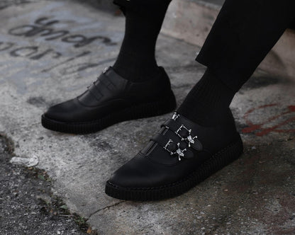 A3210 Black TUKskin Zipper Skull Pointed Creeper Black T.U.K. Shoes