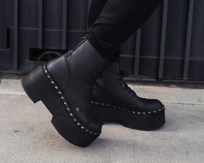 A3333 Black TUKskin 7-Eye Dino Flat Boot Black T.U.K. Shoes