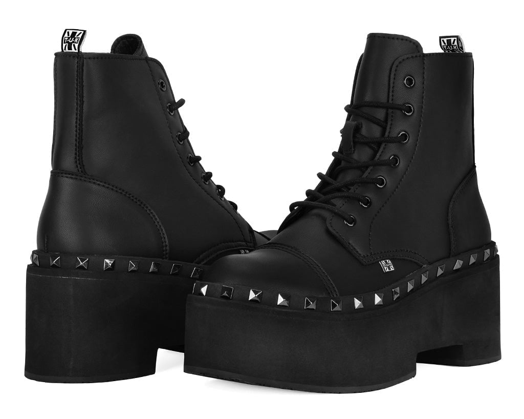 A3333 Black TUKskin 7-Eye Dino Flat Boot Black T.U.K. Shoes