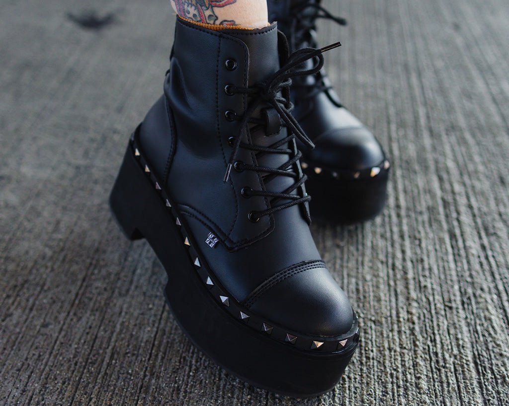 A3333 Black TUKskin 7-Eye Dino Flat Boot Black T.U.K. Shoes