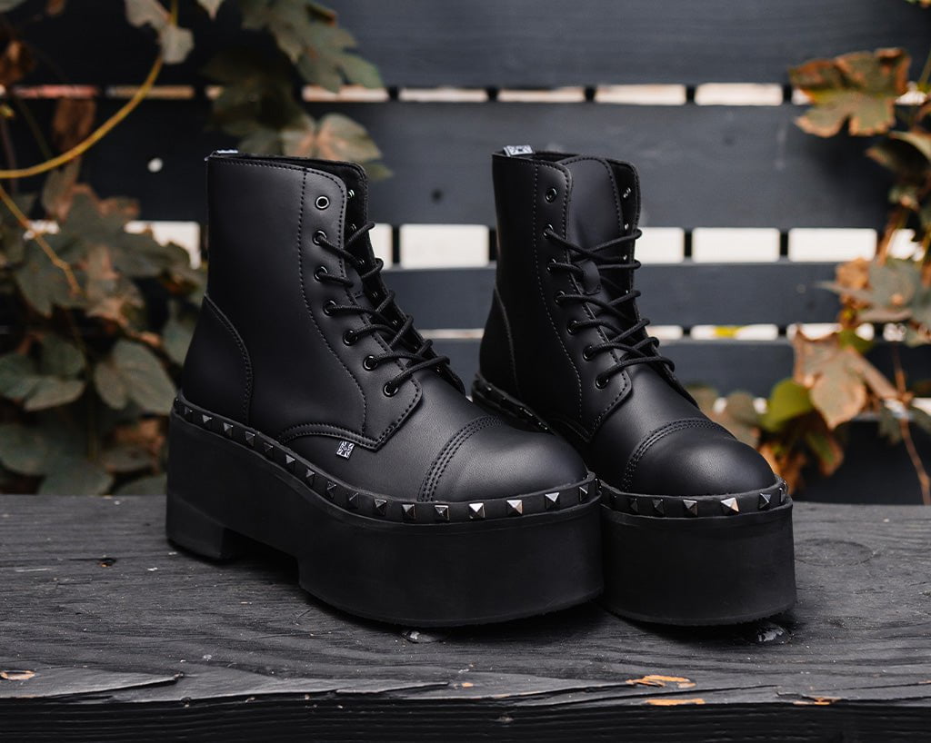 A3333 Black TUKskin 7-Eye Dino Flat Boot Black T.U.K. Shoes