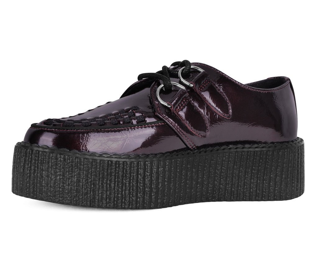 V3246 Burgundy Crinkle Patent Viva Mondo Creeper Burgundy T.U.K. Shoes