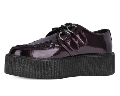 V3246 Burgundy Crinkle Patent Viva Mondo Creeper Burgundy T.U.K. Shoes