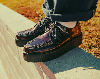 V3246 Burgundy Crinkle Patent Viva Mondo Creeper Burgundy T.U.K. Shoes