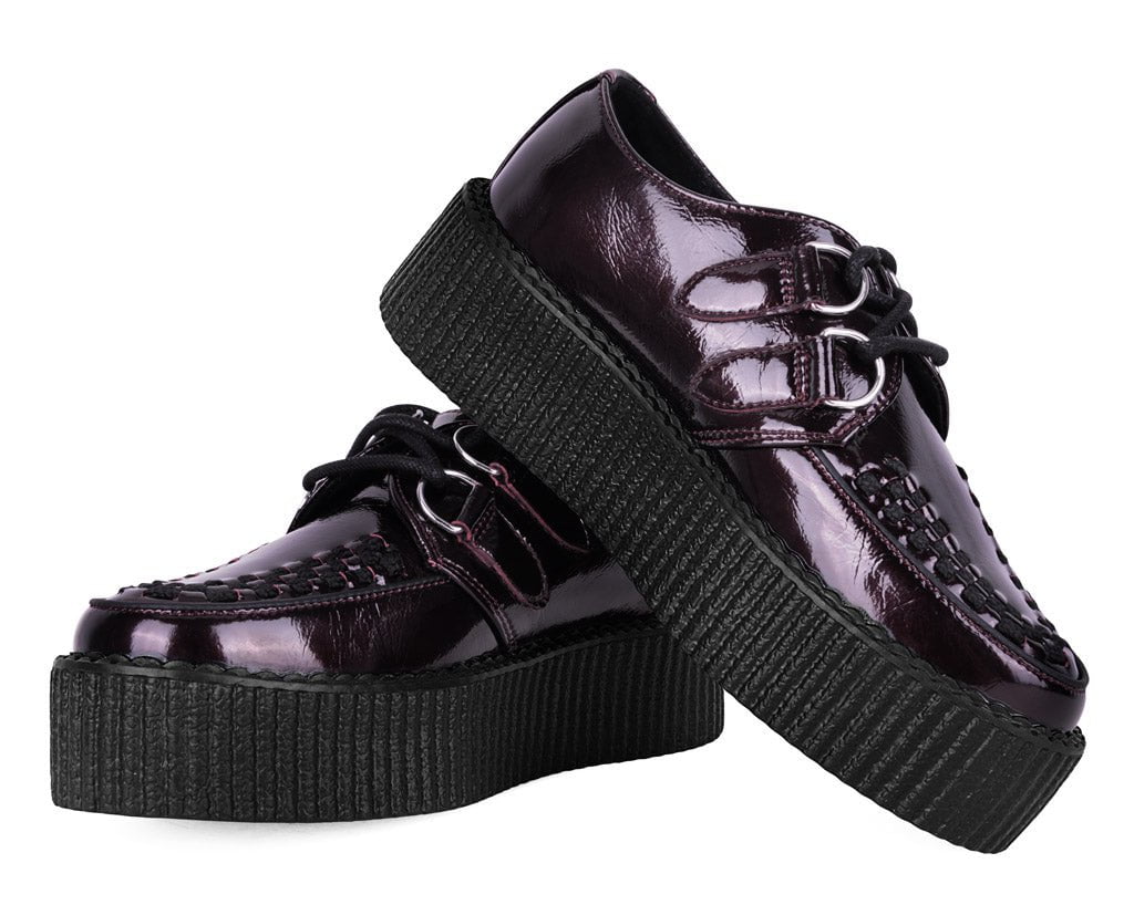 V3246 Burgundy Crinkle Patent Viva Mondo Creeper Burgundy T.U.K. Shoes