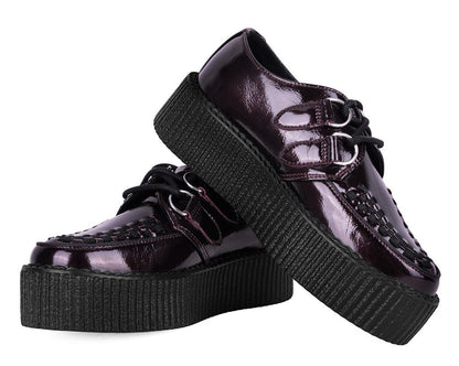 V3246 Burgundy Crinkle Patent Viva Mondo Creeper Burgundy T.U.K. Shoes