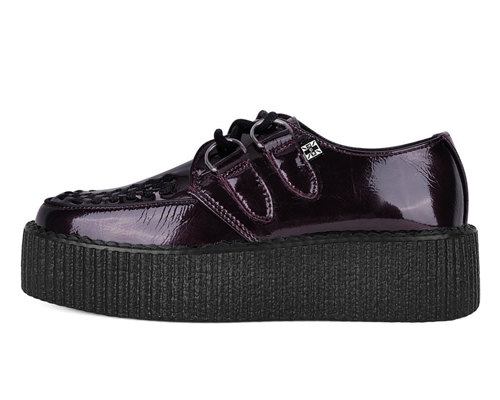 V3246 Burgundy Crinkle Patent Viva Mondo Creeper Burgundy T.U.K. Shoes