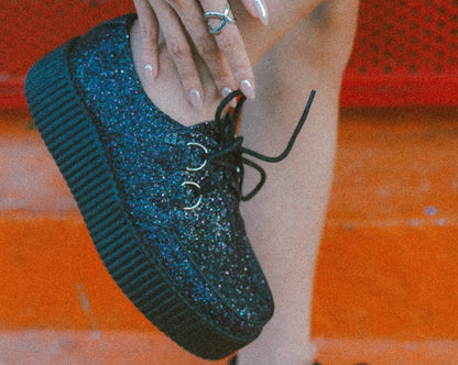 V3233 Midnight Glitter Viva Mondo Creeper Black T.U.K. Shoes