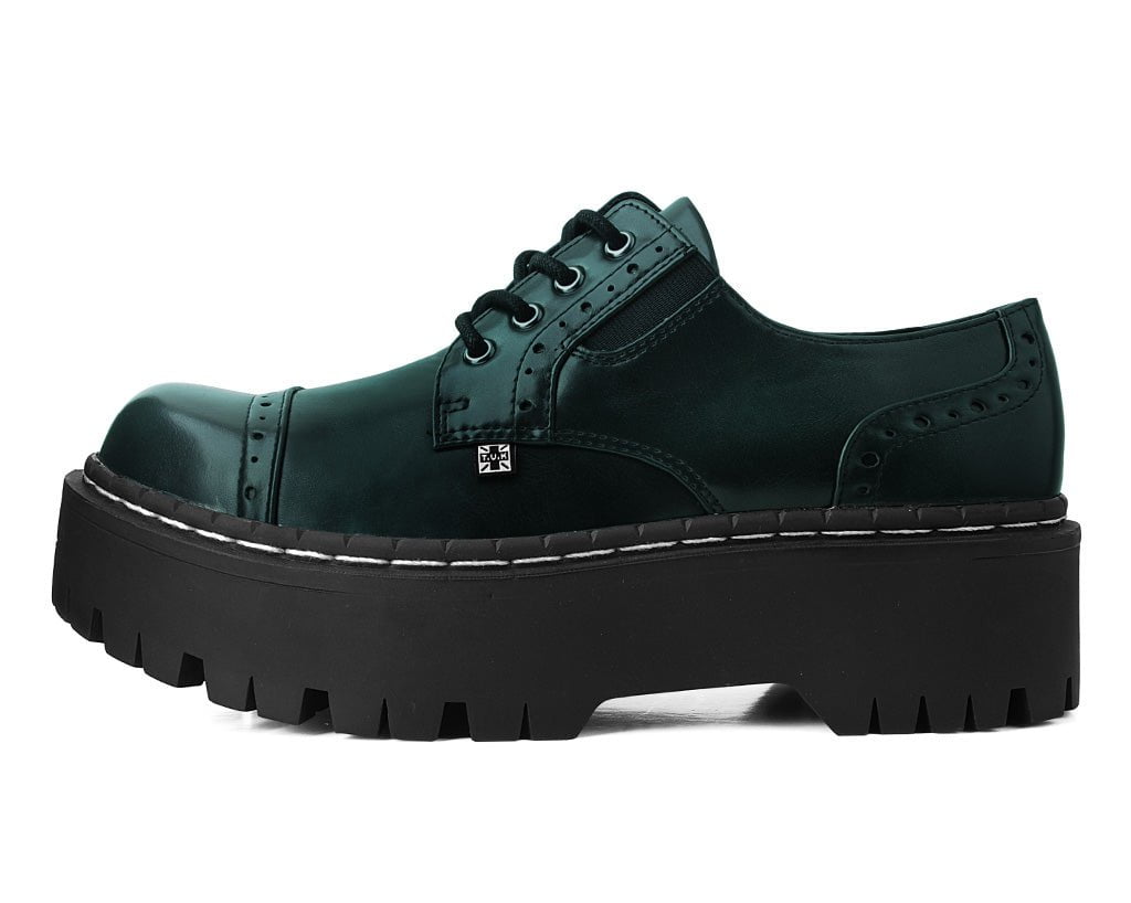 A3193L Green Rub-Off Double Decker Brogue Green T.U.K. Shoes
