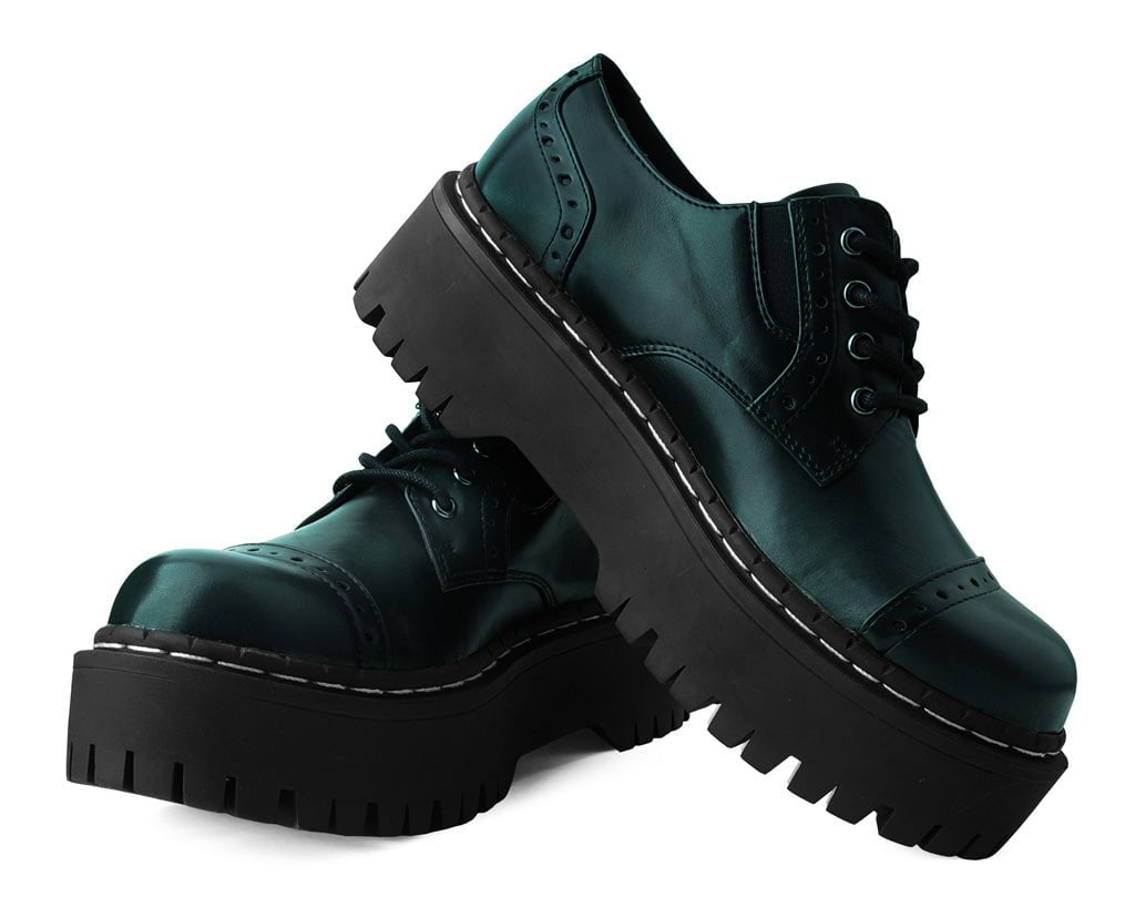 A3193L Green Rub-Off Double Decker Brogue Green T.U.K. Shoes