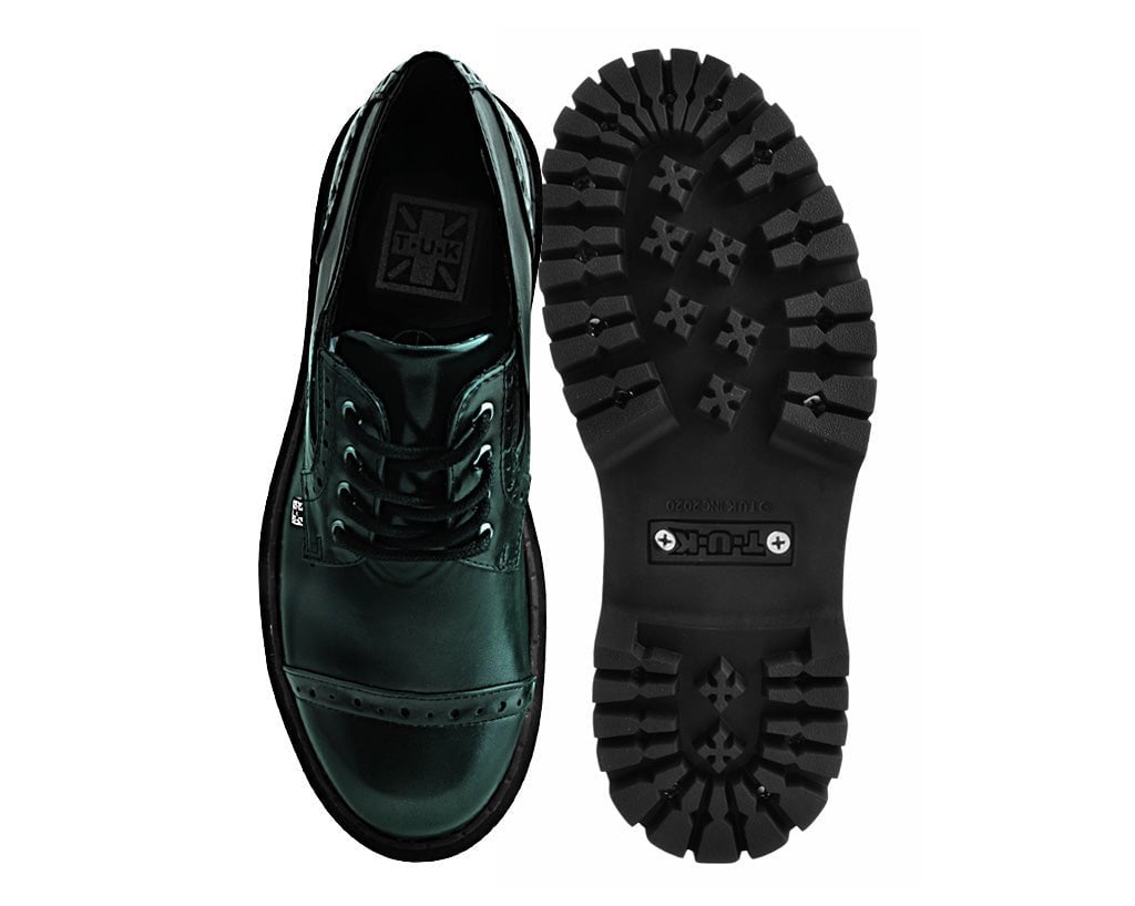 A3193L Green Rub-Off Double Decker Brogue Green T.U.K. Shoes