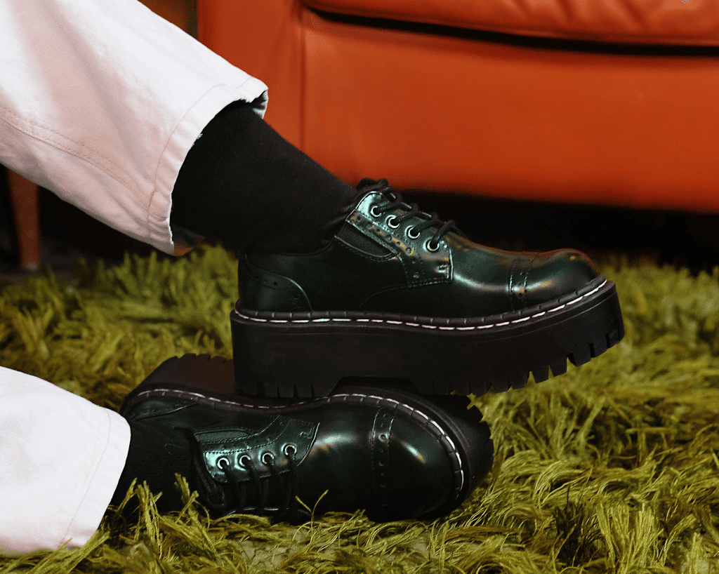A3193L Green Rub-Off Double Decker Brogue Green T.U.K. Shoes