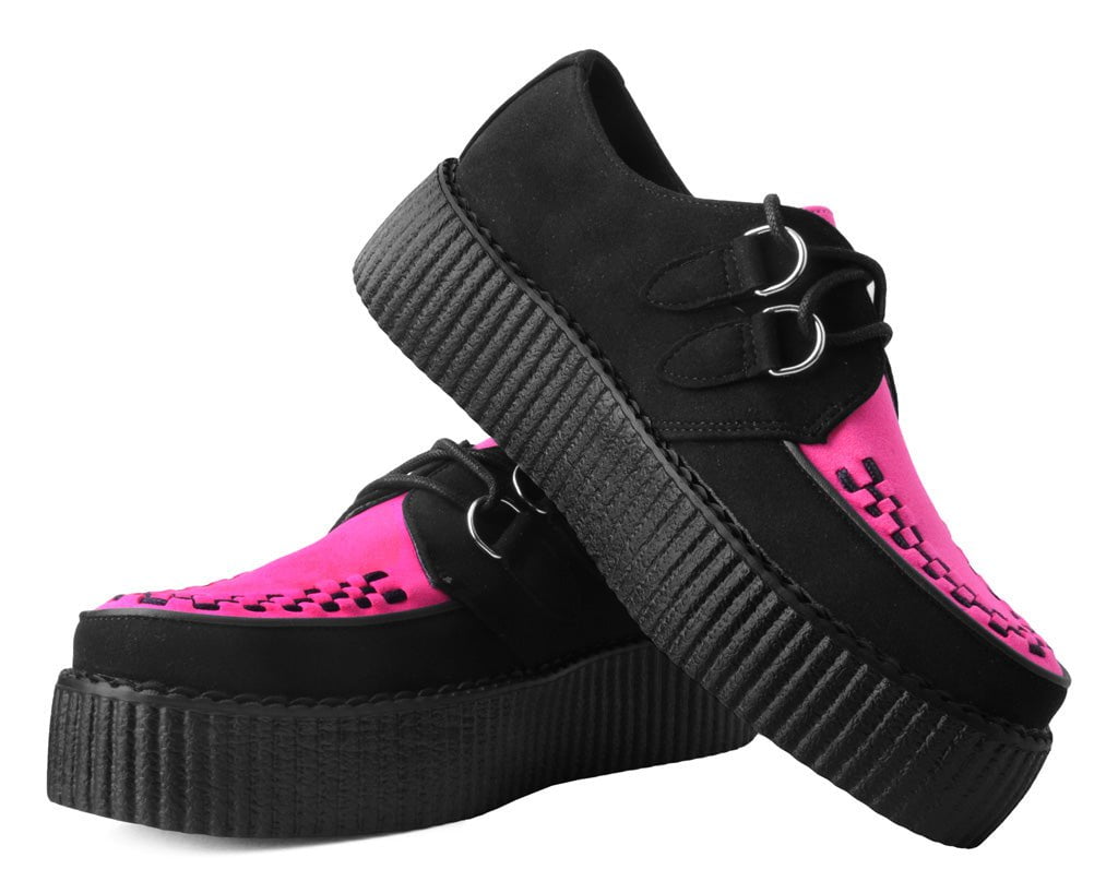 V3183 Black & Neon Pink Viva Mondo Creeper Black/Pink T.U.K. Shoes