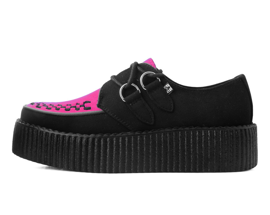 V3183 Black & Neon Pink Viva Mondo Creeper Black/Pink T.U.K. Shoes