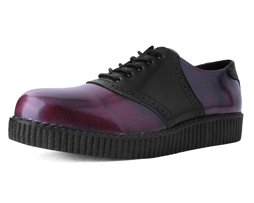 F9978 Black & Burgundy Rub-Off TUKskin™ Saddle Oxford Black/Burgundy T.U.K. Shoes