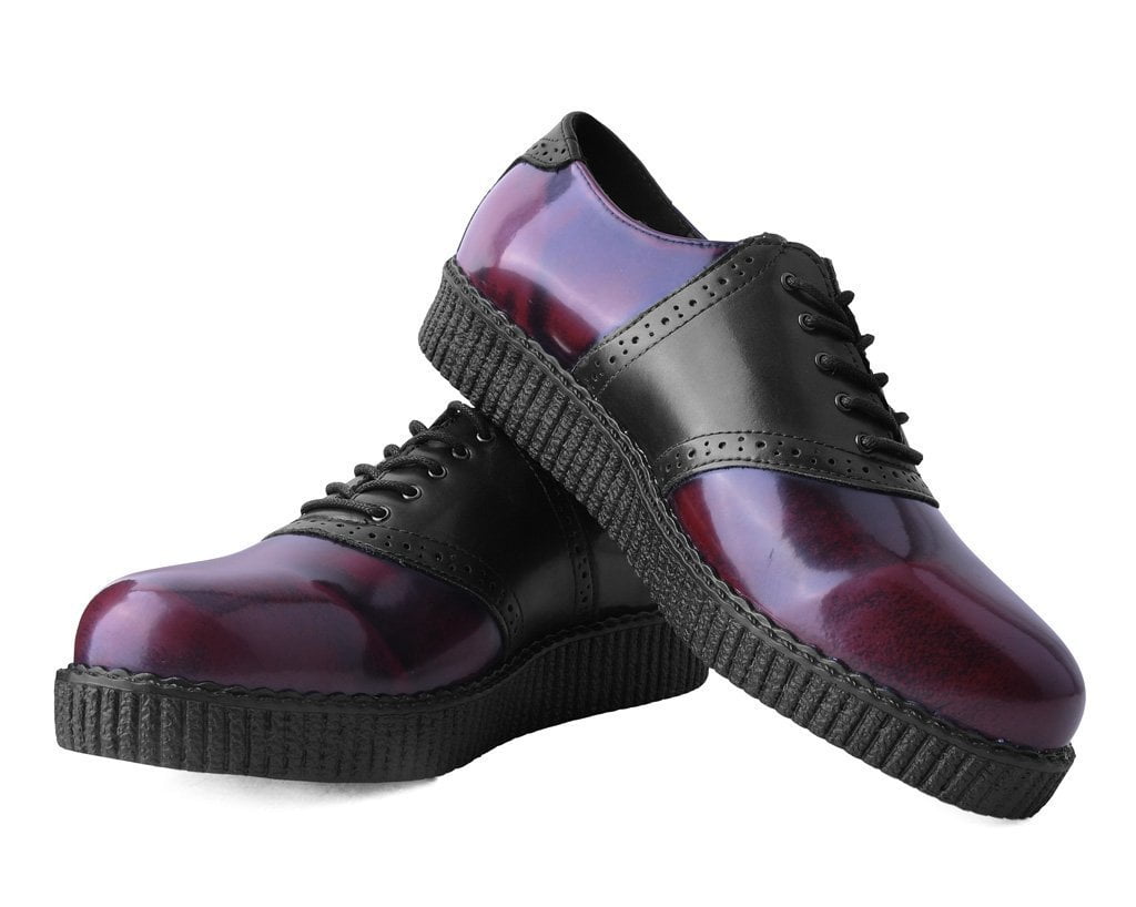 F9978 Black & Burgundy Rub-Off TUKskin™ Saddle Oxford Black/Burgundy T.U.K. Shoes