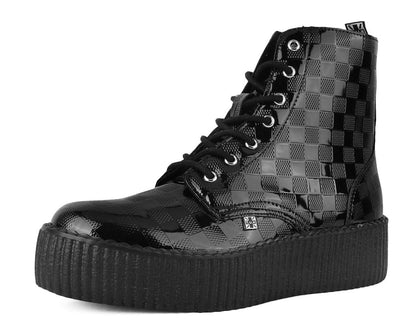 V3202 Black Checkered Patent Viva Mondo Boot Black T.U.K. Shoes