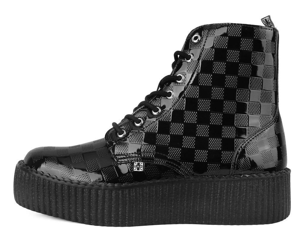 V3202 Black Checkered Patent Viva Mondo Boot Black T.U.K. Shoes