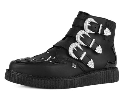 A3286 Black TUKskin Western Star 3-Buckle Pointed Boot Black T.U.K. Shoes