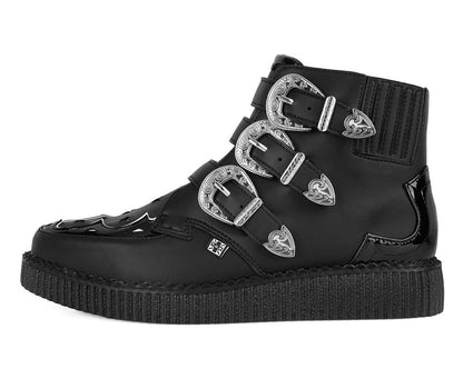 A3286 Black TUKskin Western Star 3-Buckle Pointed Boot Black T.U.K. Shoes