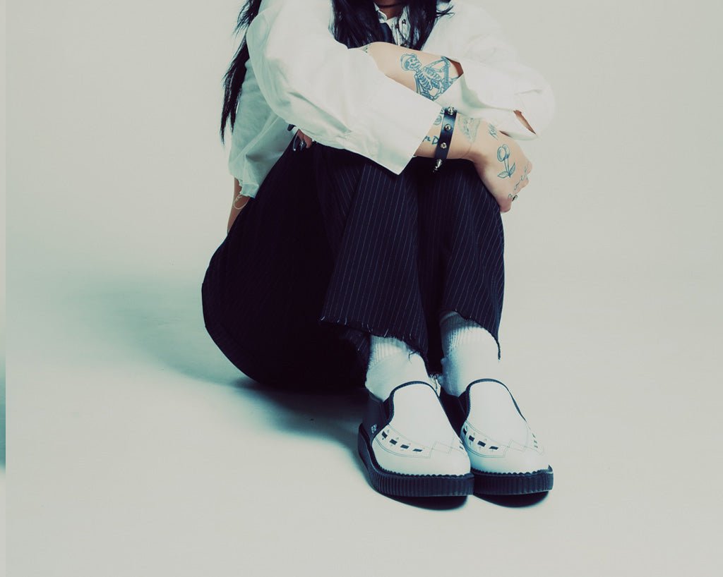 A3206 Black & White Slip-On Creeper Black/White T.U.K. Shoes