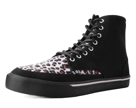 A3095 Black Canvas & Leopard 8-Eye Sneaker Boot Leopard T.U.K. Shoes