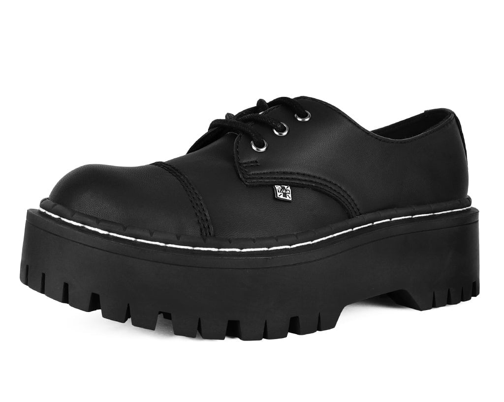 A3222 Black Cap Toe Double Decker Brogue Black T.U.K. Shoes