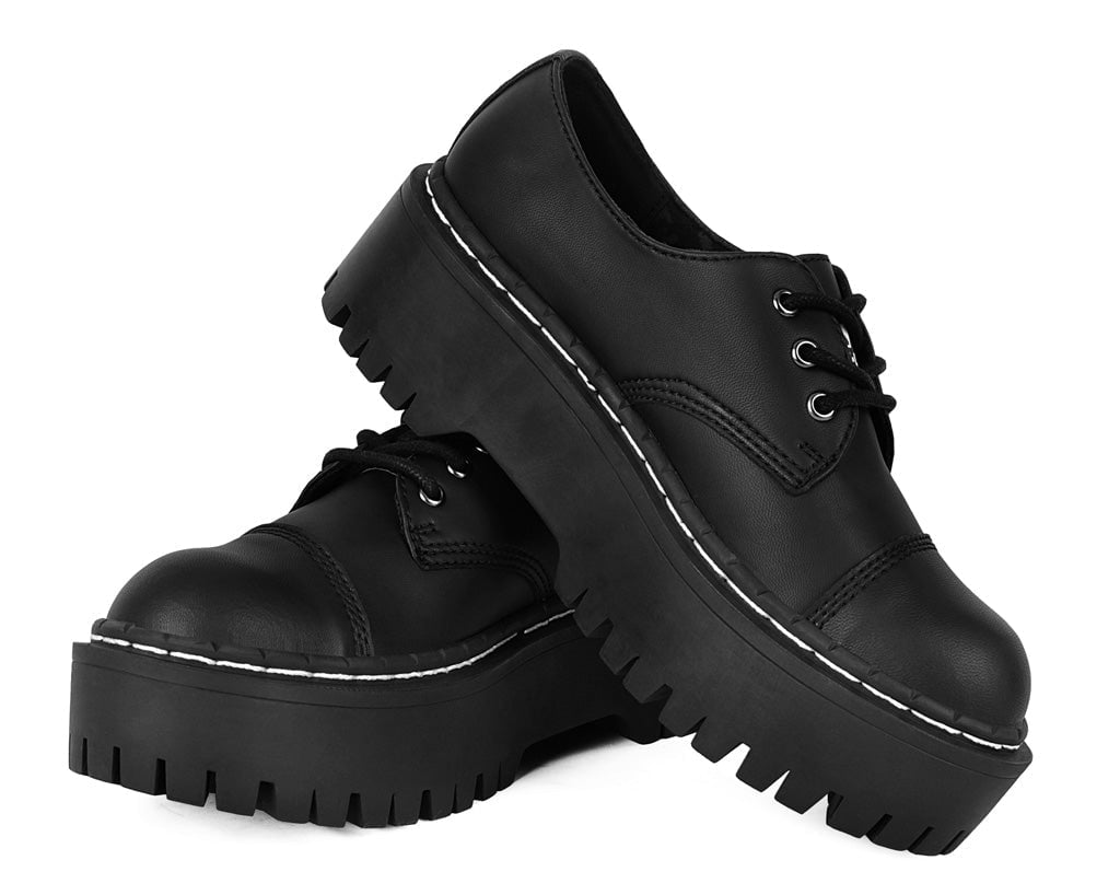 A3222 Black Cap Toe Double Decker Brogue Black T.U.K. Shoes