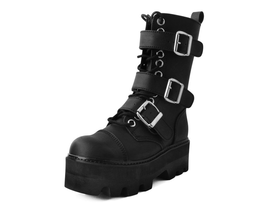 A9801 Black 12-Eye 3-Strap Dino Boot Black T.U.K. Shoes