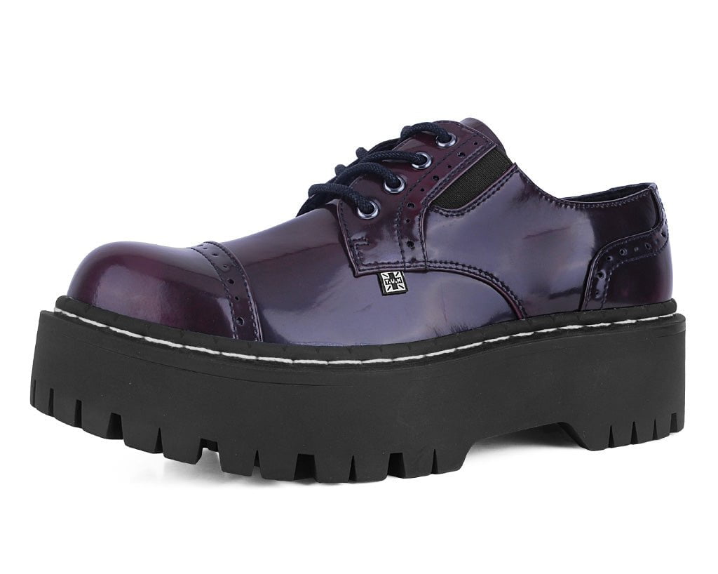A3192L Burgundy Rub-Off Double Decker Brogue Burgundy T.U.K. Shoes