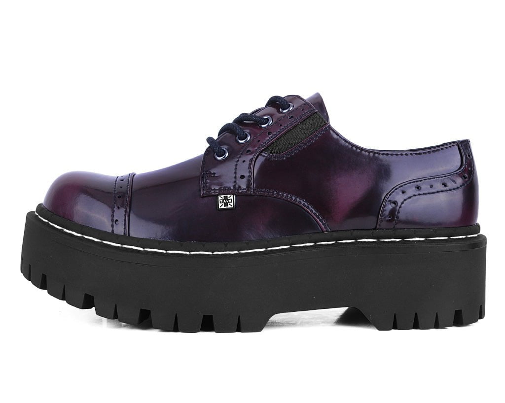 A3192L Burgundy Rub-Off Double Decker Brogue Burgundy T.U.K. Shoes