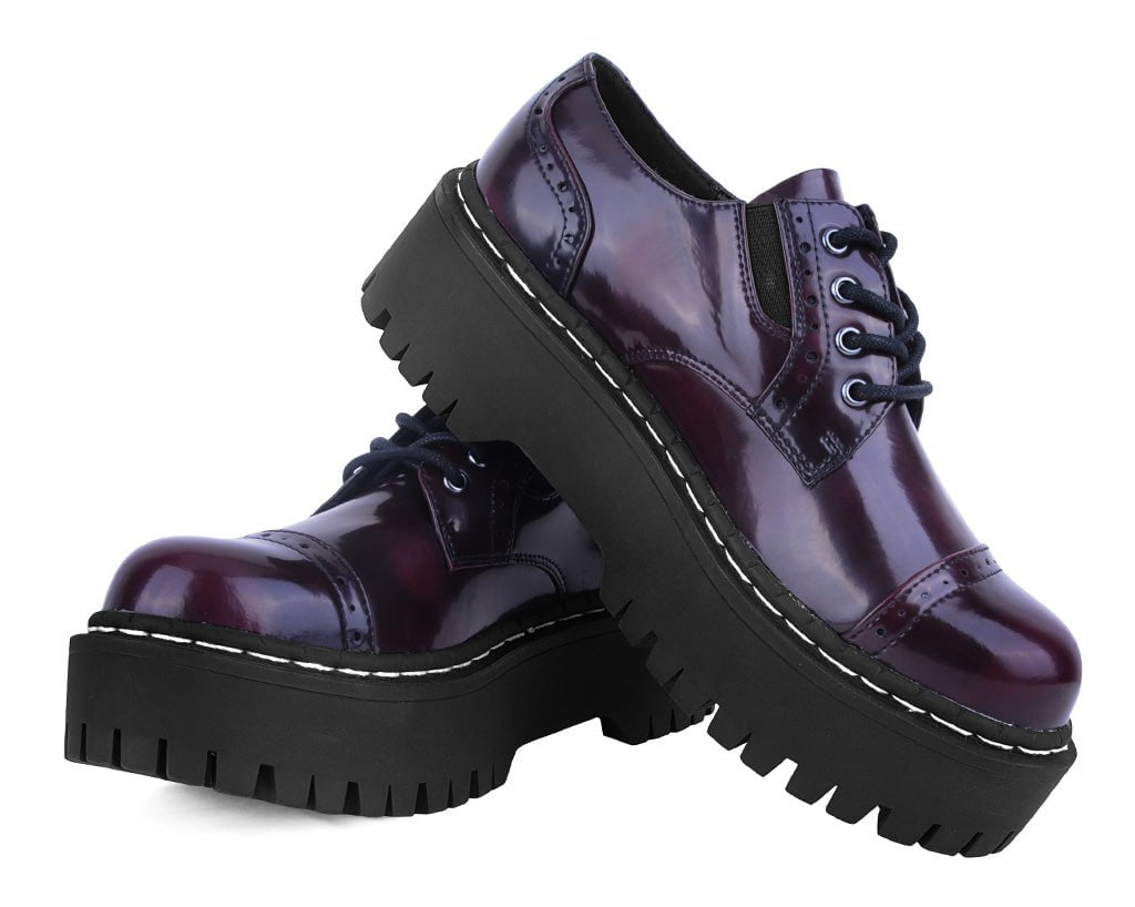A3192L Burgundy Rub-Off Double Decker Brogue Burgundy T.U.K. Shoes