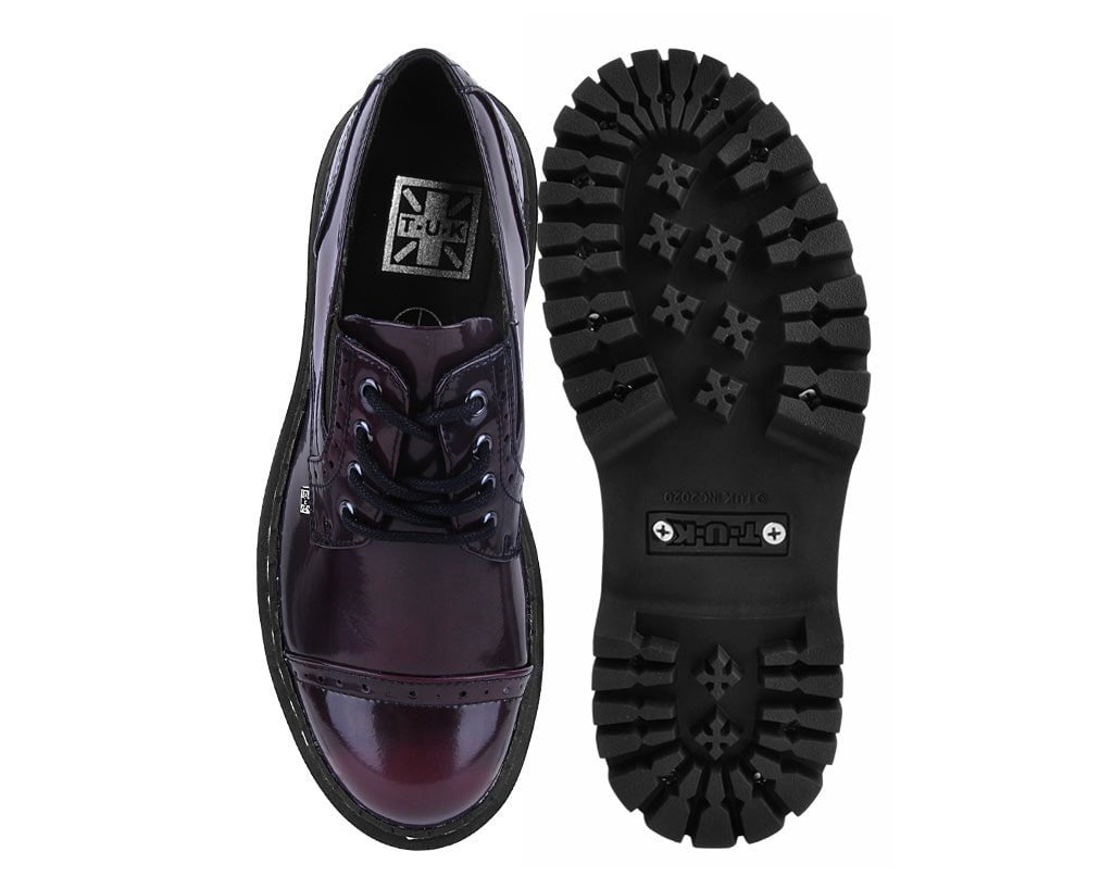A3192L Burgundy Rub-Off Double Decker Brogue Burgundy T.U.K. Shoes
