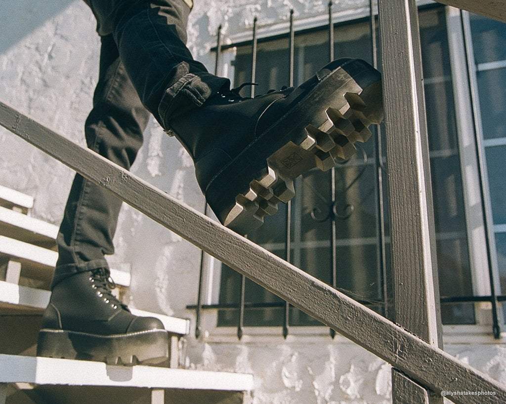 A9670 Black 7-Eye Dino Lug Sole Boot Black T.U.K. Shoes