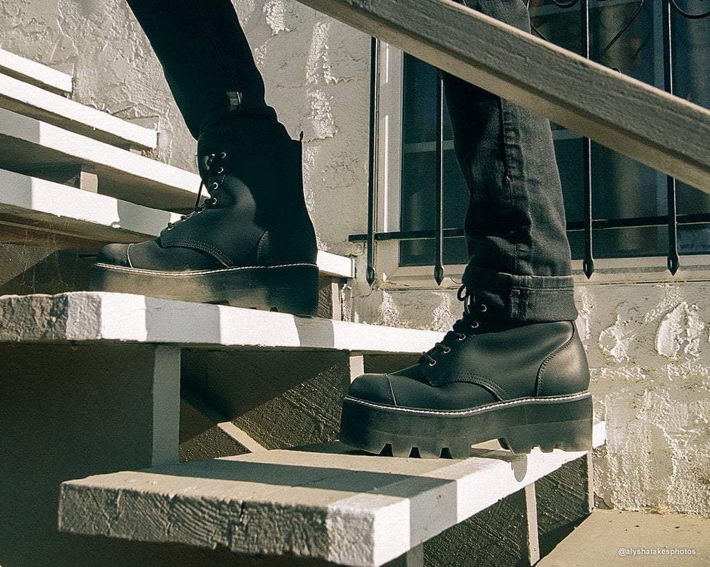 A9670 Black 7-Eye Dino Lug Sole Boot Black T.U.K. Shoes