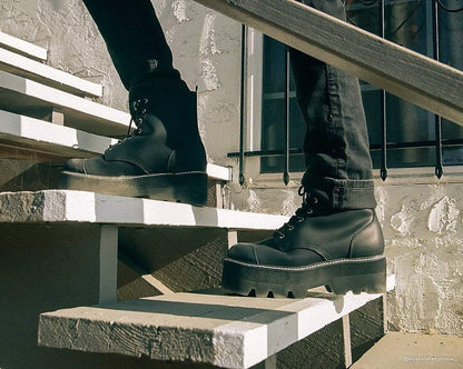 A9670 Black 7-Eye Dino Lug Sole Boot Black T.U.K. Shoes