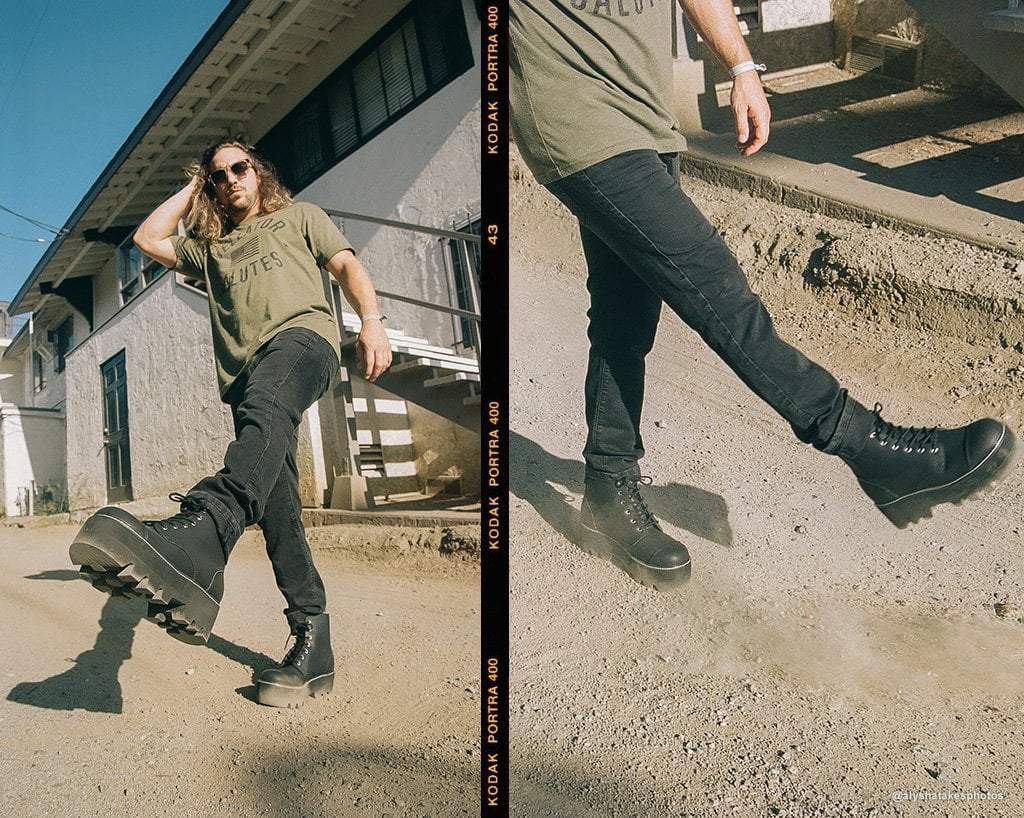 A9670 Black 7-Eye Dino Lug Sole Boot Black T.U.K. Shoes