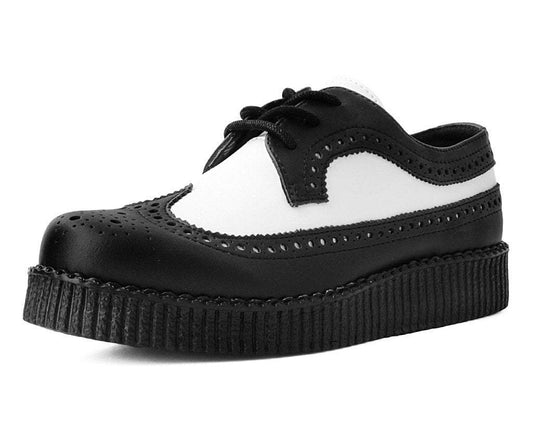 F9742 Black & White Wingtip TUKskin™ Viva Low Creeper Black/White T.U.K. Shoes